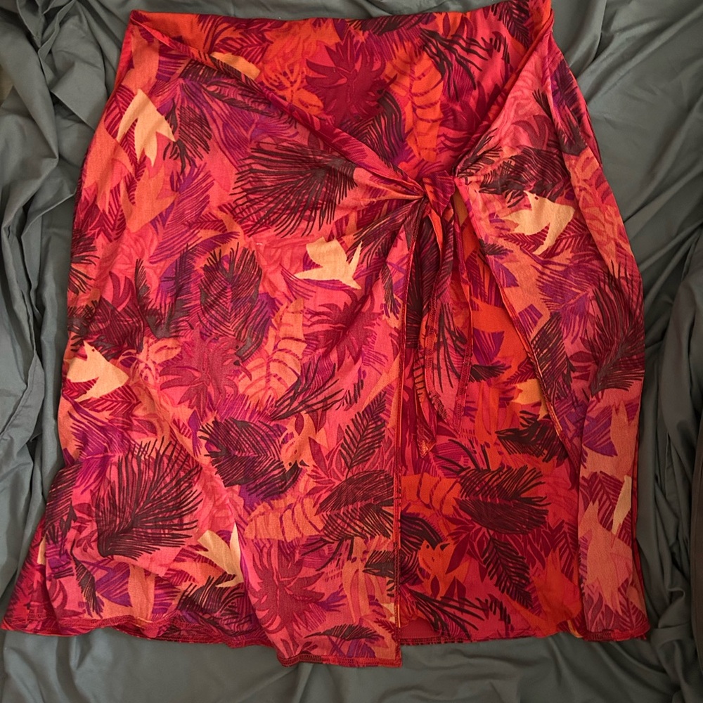 Coldwater Creek Vintage Red Tropical Print Skirt/Sarong-like